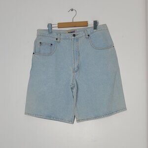 Bugle Boy 100% Cotton Unisex Light Wash High Rise Retro Jean Short Pockets Sz 34